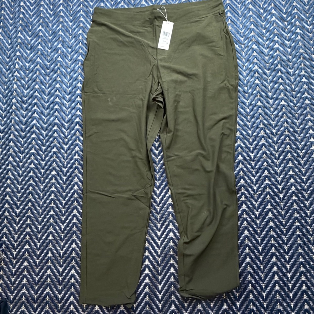 Eileen Fisher Slim Ankle Pant Women XL Woodland Green F2TK1-P0696M Stretch Pant